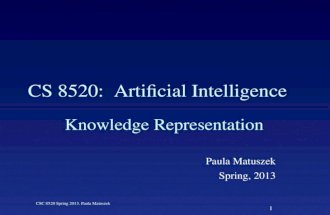 1 CSC 8520 Spring 2013. Paula Matuszek CS 8520: Artificial Intelligence Knowledge Representation Paula Matuszek Spring, 2013.