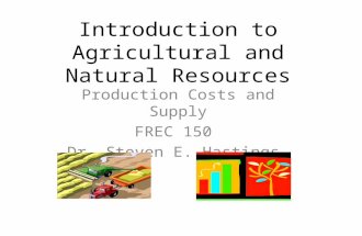 Introduction to Agricultural and Natural Resources Production Costs and Supply FREC 150 Dr. Steven E. Hastings.