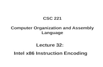 CSC 221 Computer Organization and Assembly Language Lecture 32: Intel x86 Instruction Encoding.