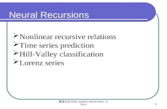 數值方法 2008, Applied Mathematics NDHU 1  Nonlinear Recursive relations  Nonlinear recursive relations  Time series prediction  Hill-Valley classification.