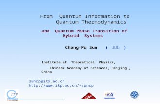 Chang-Pu Sun ( 孙昌璞 ) Institute of Theoretical Physics, Chinese Academy of Sciences, Beijing, China suncp@itp.ac.cn suncp and Quantum.