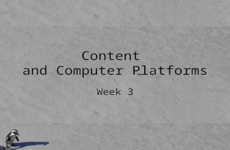 Content and Computer Platforms Week 3. Today’s goals Obtaining, describing, indexing content –XML –Metadata Preparing for the installation of Dspace –Computers.