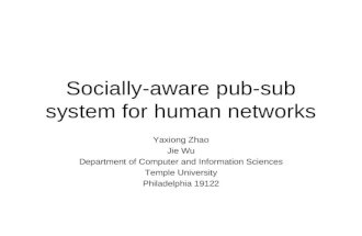 Socially-aware pub-sub system for human networks Yaxiong Zhao Jie Wu Department of Computer and Information Sciences Temple University Philadelphia 19122.