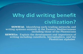 SSWH1d: Identifying early trading networks and writing systems existent in the Eastern Mediterranean including those of the Phoenicians SSWH1e: Explain.