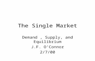 The Single Market Demand, Supply, and Equilibrium J.F. O’Connor 2/7/00.