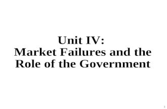 Unit IV: Market Failures and the Role of the Government 1.