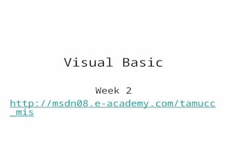 Visual Basic Week 2 .