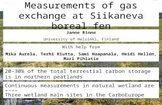 Measurements of gas exchange at Siikaneva boreal fen J. Rinne 1, T. Riutta 2, M. Aurela 3, M. Pihlatie 1, S. Haapanala 1, H. Hellén 4, J.-P. Tuovinen 3,