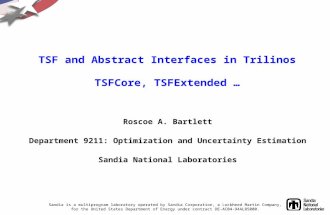 TSF and Abstract Interfaces in Trilinos TSFCore, TSFExtended … Roscoe A. Bartlett Department 9211: Optimization and Uncertainty Estimation Sandia National.