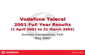 Vodafone Telecel 2001 Full Year Results (1 April 2001 to 31 March 2002) António Carrapatoso, CEO May 2002.