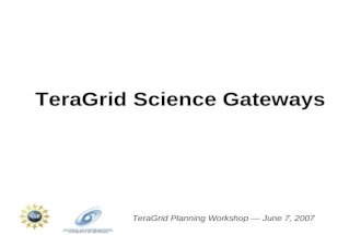 TeraGrid Planning Workshop — June 7, 2007 TeraGrid Science Gateways.