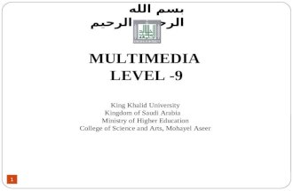 1 1 Introduction to Computer Science بسم الله الرحمن الرحيم MULTIMEDIA LEVEL -9 King Khalid University Kingdom of Saudi Arabia Ministry of Higher Education.