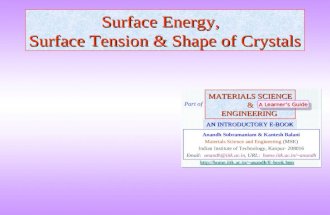 Surface Energy, Surface Tension & Shape of Crystals MATERIALS SCIENCE &ENGINEERING Anandh Subramaniam & Kantesh Balani Materials Science and Engineering.