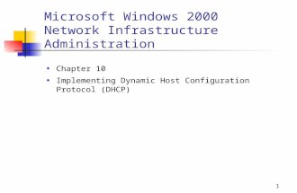 1 Microsoft Windows 2000 Network Infrastructure Administration Chapter 10 Implementing Dynamic Host Configuration Protocol (DHCP)