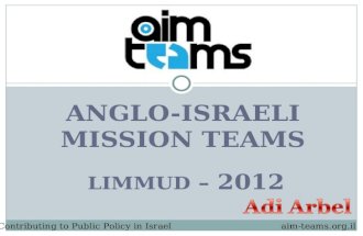 ANGLO-ISRAELI MISSION TEAMS Contributing to Public Policy in Israel LIMMUD – 2012 aim-teams.org.il.