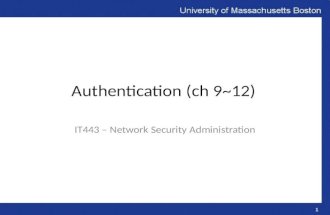 Authentication (ch 9~12) IT443 – Network Security Administration 1.
