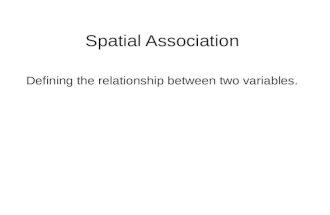 Spatial Association Defining the relationship between two variables.