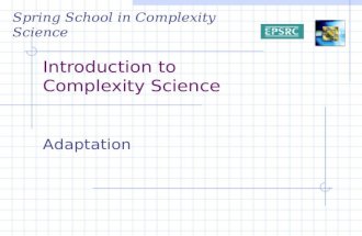 Spring School in Complexity Science Introduction to Complexity Science Adaptation.