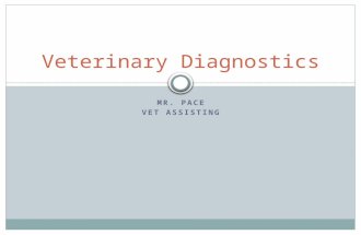 MR. PACE VET ASSISTING Veterinary Diagnostics. At the completion of this unit, students will be able to: A. List common diagnostic procedures used in.