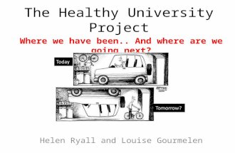 The Healthy University Project Where we have been.. And where are we going next? Helen Ryall and Louise Gourmelen.