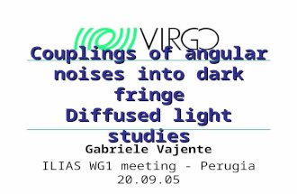 Gabriele Vajente ILIAS WG1 meeting - Perugia 20.09.05 Couplings of angular noises into dark fringe Diffused light studies.