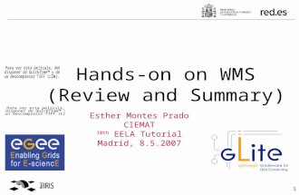 1 Esther Montes Prado CIEMAT 10th EELA Tutorial Madrid, 8.5.2007 Hands-on on WMS (Review and Summary)