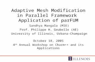 Adaptive Mesh Modification in Parallel Framework Application of parFUM Sandhya Mangala (MIE) Prof. Philippe H. Geubelle (AE) University of Illinois, Urbana-Champaign.