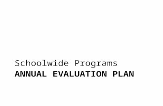 ANNUAL EVALUATION PLAN Schoolwide Programs. Annual Evaluation Plan.