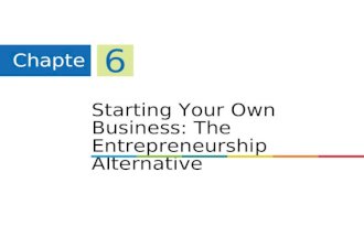 Starting Your Own Business: The Entrepreneurship Alternative Chapter 6.