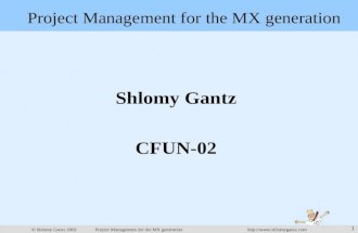 1 © Shlomy Gantz 2002 Project Management for the MX generation  Project Management for the MX generation Shlomy Gantz CFUN-02.