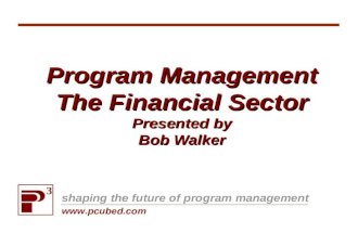 Program Management The Financial Sector Presented by Bob Walker 3 shaping the future of program management .