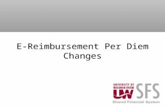E-Reimbursement Per Diem Changes. Lodging In-State – Maximum rate based on GSA rate for the location (city/county) Out-of-State – 125% of the GSA rate.