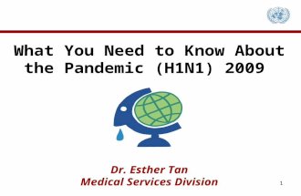 What You Need to Know About the Pandemic (H1N1) 2009 Dr. Esther Tan Medical Services Division 1.