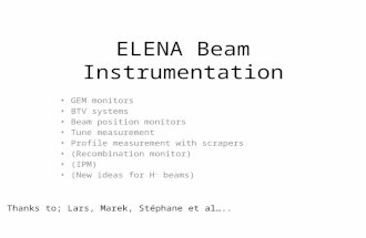 ELENA Beam Instrumentation GEM monitors BTV systems Beam position monitors Tune measurement Profile measurement with scrapers (Recombination monitor) (IPM)