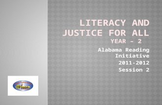 Alabama Reading Initiative 2011-2012 Session 2. Parameters: 1. All participants - no observers. 2. Use time wisely. 3. Stay focused. Please keep sidebar.