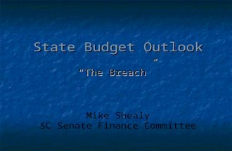 State Budget Outlook “The Breach” Mike Shealy SC Senate Finance Committee.