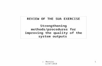 J. Mernies 12/07/20101 REVIEW OF THE SUA EXERCISE Strengthening methods/procedures for improving the quality of the system outputs.