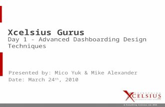 @ Everything Xcelsius.com 2010 Presented by: Mico Yuk & Mike Alexander Date: March 24 th, 2010 Day 1 - Advanced Dashboarding Design Techniques Xcelsius.
