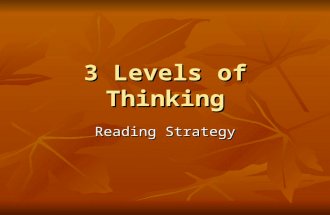 3 Levels of Thinking Reading Strategy. You are currently a guest of adflip. To become a member click here for info. Have a look around. You may be suprised.