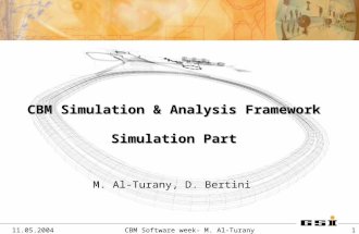 11.05.2004CBM Software week- M. Al-Turany 1 CBM Simulation & Analysis Framework Simulation Part M. Al-Turany, D. Bertini.