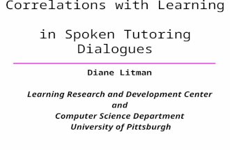 Correlations with Learning in Spoken Tutoring Dialogues Diane Litman Learning Research and Development Center and Computer Science Department University.