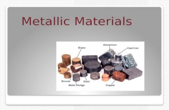 Metallic Materials.  Types of metallic Materials * Aluminum * Brass * Bronze * Stainless Steel * Carbon Steel * Copper.