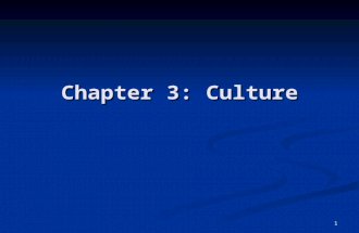 1 Chapter 3: Culture. 2 What is culture? Culture refers to the way of life of a people. Culture refers to the way of life of a people. Specifically, culture.