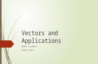 Vectors and Applications BOMLA LacyMath Summer 2015.