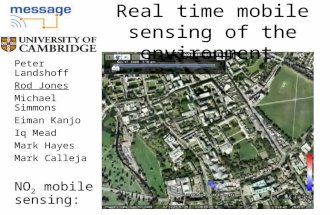 Real time mobile sensing of the environment Peter Landshoff Rod Jones Michael Simmons Eiman Kanjo Iq Mead Mark Hayes Mark Calleja NO 2 mobile sensing: