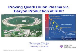 Heavy Ion Café, Univ. of Tokyo (Dec. 6, 2008) T.Chujo Proving Quark Gluon Plasma via Baryon Production at RHIC Tatsuya Chujo University of Tsukuba.