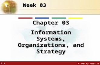3.1 © 2007 by Prentice Hall Week 03 Chapter 03 Information Systems, Organizations, and Strategy Chapter 03 Information Systems, Organizations, and Strategy.