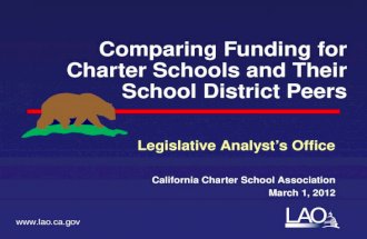 LAO Comparing Funding for Charter Schools and Their School District Peers Legislative Analyst’s Office California Charter School Association March 1, 2012.