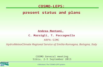 A.Montani; The COSMO-LEPS system. COSMO-LEPS: present status and plans Andrea Montani, C. Marsigli, T. Paccagnella ARPA-SIMC HydroMeteoClimate Regional.