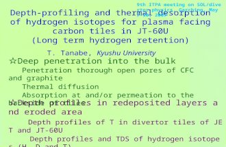 Depth-profiling and thermal desorption of hydrogen isotopes for plasma facing carbon tiles in JT-60U (Long term hydrogen retention) T. Tanabe, Kyushu University.